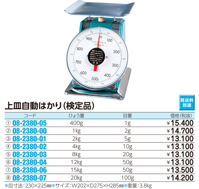 上皿自動はかり（検定品）ジャンボ ｳﾜｻﾞﾗｼﾞﾄﾞｳﾊｶﾘｼﾞｬﾝﾎﾞ A-8(8KG/20G)